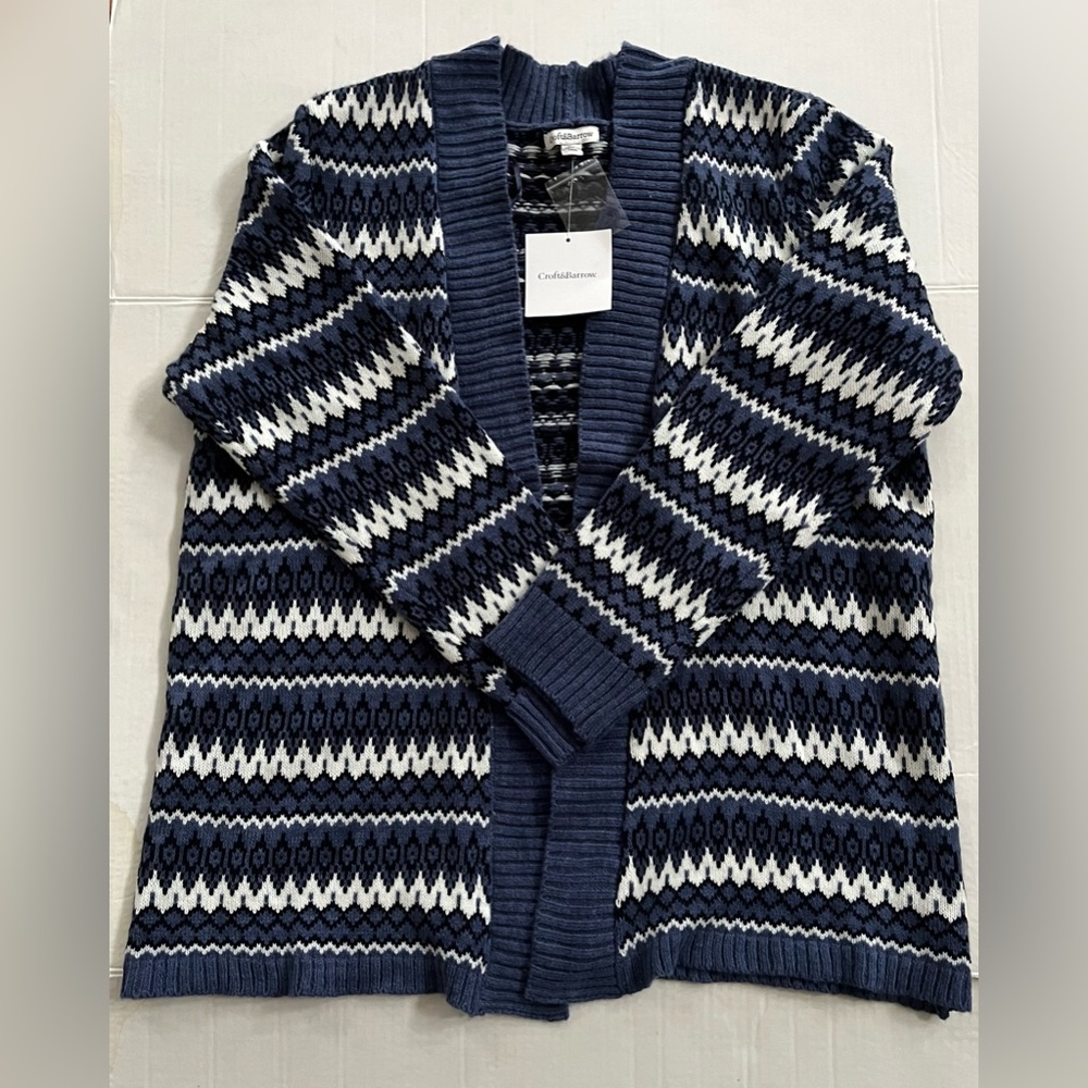 Croft and Barrow Womens Blue Open Front Cardigan Size Extra Large New With Tags